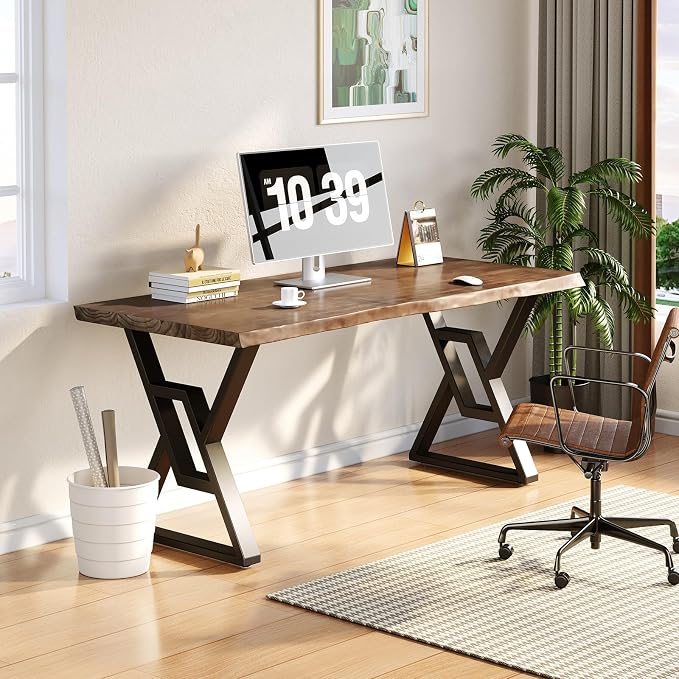 55inch Rustic Brown Solid Wood Computer Desk - Image 6