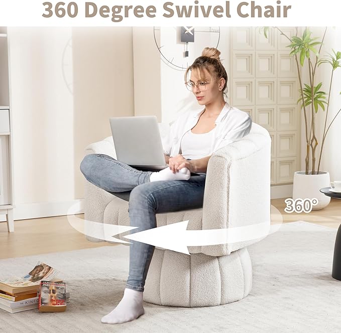 Swivel Accent Barrel Chair Set of 2- Cute Comfy Small Round 360° Arm Chair - Image 3