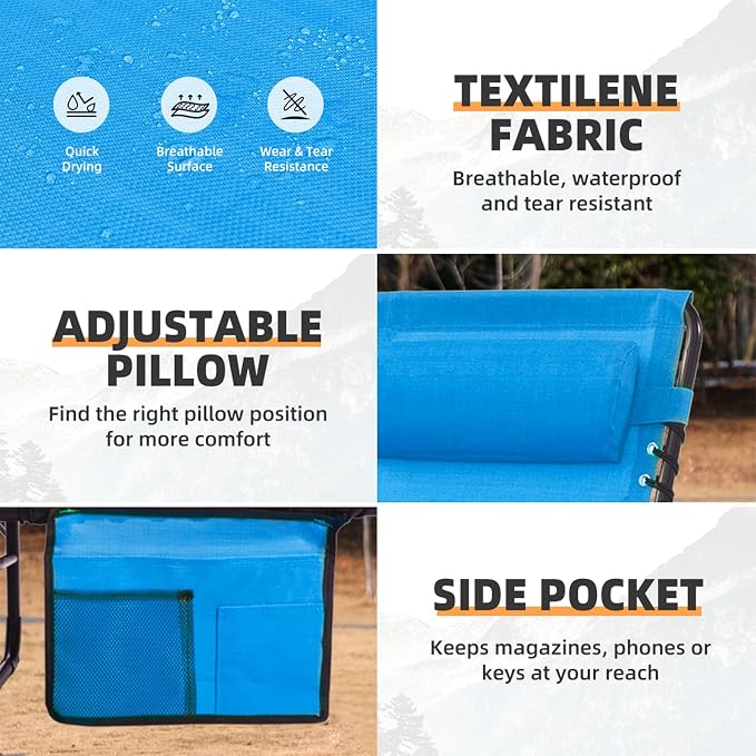 Folding Chaise Lounge Chair Bed Set of 2 - Image 6