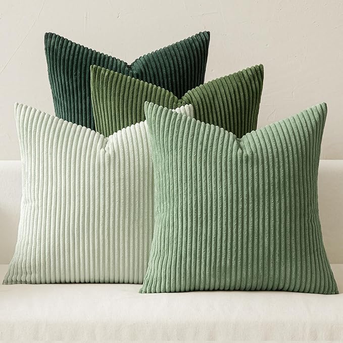 MIULEE Soft Corduroy Decorative Throw Pillow Covers Forest Green 16x16 | Set of by MIULEE