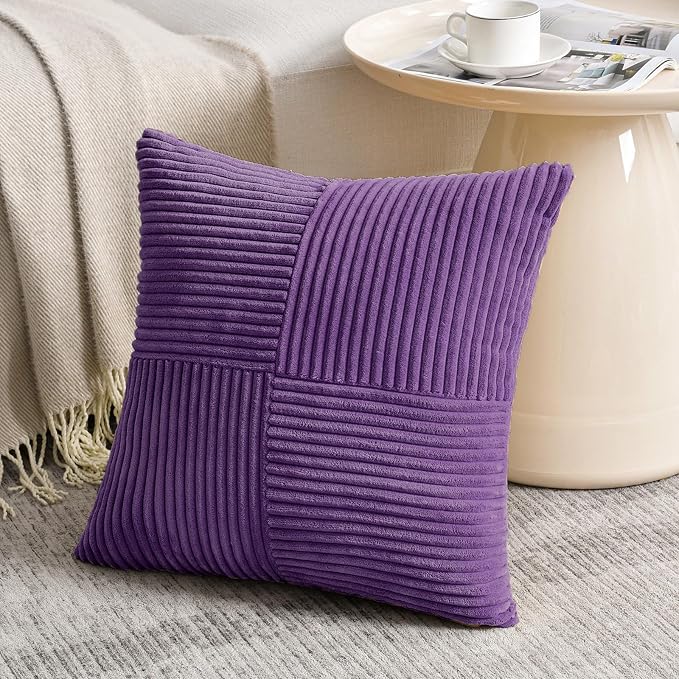Fancy Homi 2 Packs Purple Decorative Throw Pillow Covers 22x22 Inch - Image 2