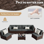 KIGOTY 7-Piece Patio Furniture Set, All-Weather PE Rattan Outdoor Sectional Sofa - Image 7