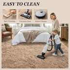 Area Rug Living Room Bedroom: 4x6 Fluffy Plush Shag Carpet Beige | - Image 8