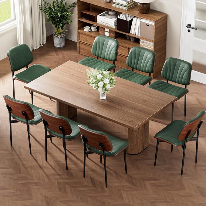 REONEY Dining Chairs Set of 2, Mid-Century Modern Upholstered PU Leather Chairs - Image 6