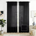 SpaceDresser Check Sheer Curtains 54 Inches Long by SpaceDresser