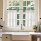 Natural Cream Linen Cafe Curtains 24 Inch Length Pinch Pleated 2 Panels Set | by Twodrapes