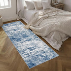 3x10 Washable Runner Rug：Modern Abstract Kitchen Soft Carpet Blue | - Image 2