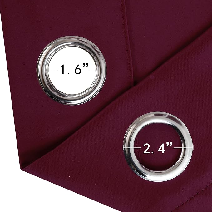 Blackout Curtains 66 x 84 inch/Burgundy Red Curtains Set of 2 Panels/Thermal - Image 6
