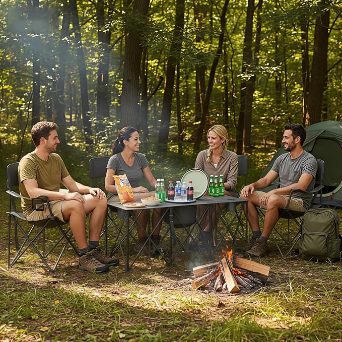Camping Chair Set of 3, Outdoor Folding Camping Chairs - Image 2