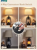 LEDIARY 18.72" Black LED Lantern Flickering Flame Table Lamps - Image 3