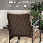 Tangkula 3 Pieces Outdoor Rocking Chairs Set, Rattan Heavy Duty Cushioned - Image 3