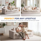 MAXYOYO Oversized Loveseat Sofa Couch, Upholstered Bean Bag Chair Cloud 3-Seat - Image 3
