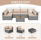 JAMFLY 7-Piece Outdoor Patio Furniture Set, Modular PE Rattan Sectional Sofa - Image 2