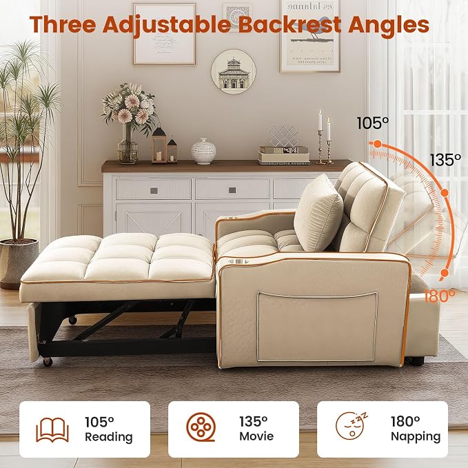 Convertible Sleeper Chair, Chairs Bed Sleepers - Image 4