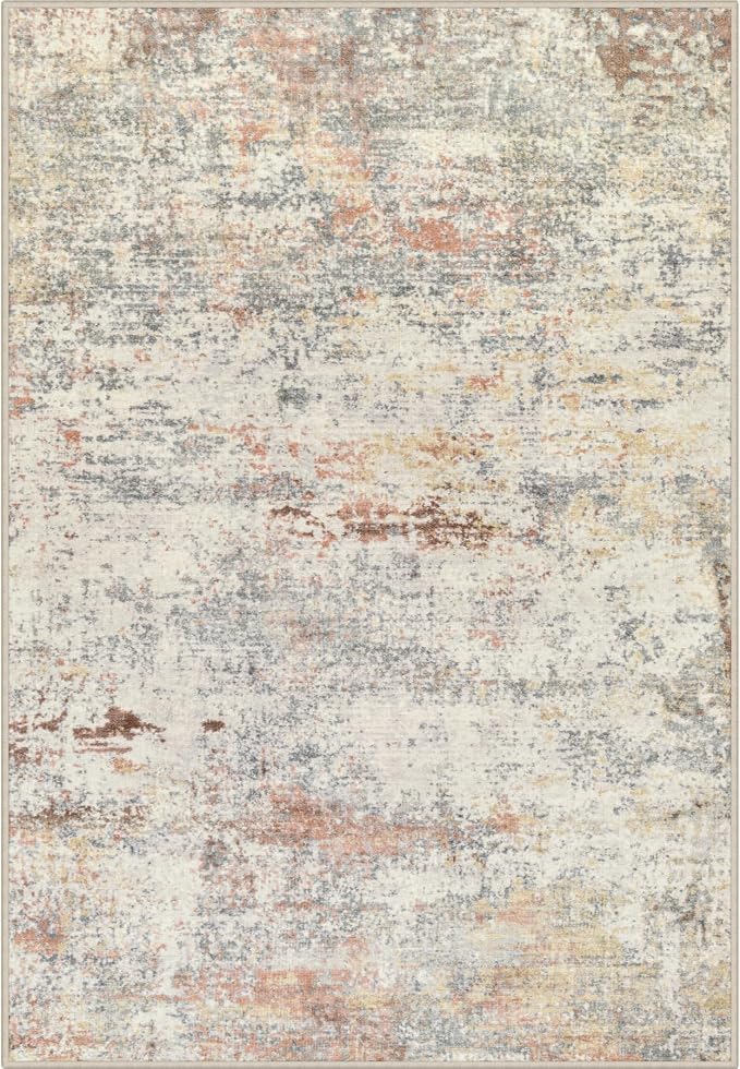 Area Rug Living Room: 6x6 Modern Washable Indoor Soft Carpet Taupe | by FXRHLP