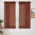 MIULEE Burnt Orange Fall Linen Curtains 52x45 Inch 2 Panels by MIULEE