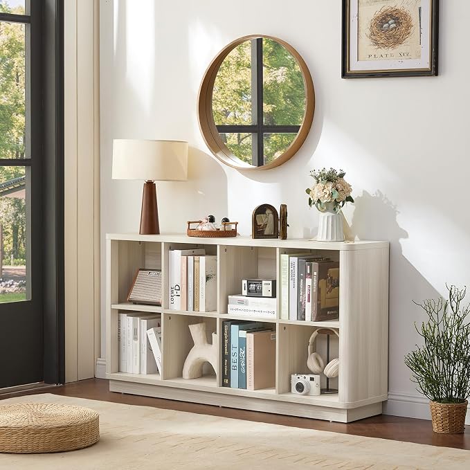 Joaxswe 8 Cube Storage Bookcase, Wood Low 2-Tier Cubby Console Bookshelf - Image 9