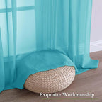 Turquoise Sheer Curtains 120 Inches Long 2 Pcs, Light Filtering Rod Pockets - Image 7