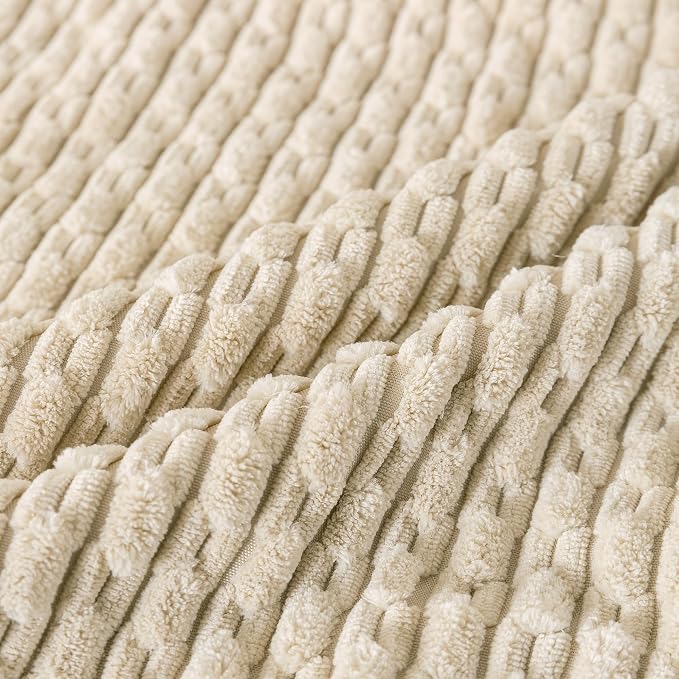 Set of 4 Beige Decorative Throw Pillow Covers 16x16 Inch Corduroy Pillow Covers - Image 6