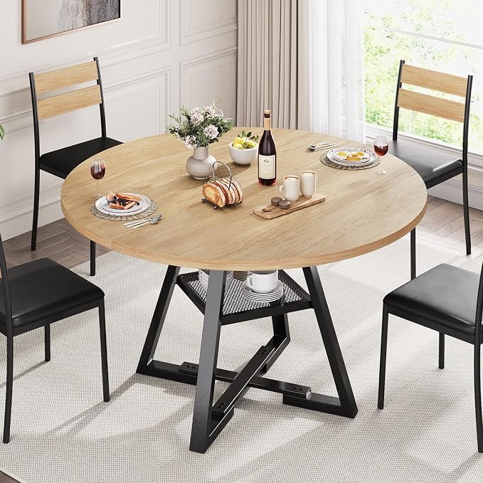Jocoevol Round Dining Table, Kitchen Dining Room Circle Dinner Pedestal Table by JOCOEVOL