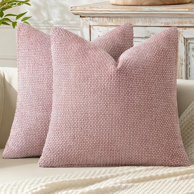 MIULEE Decorative Couch Throw Pillow Covers 20x20 Inch Pink 2 Pack | Modern by MIULEE