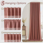 Dusty Rose 100% Blackout Linen Curtains 102 Inch Length 2 Panels Set - Image 6