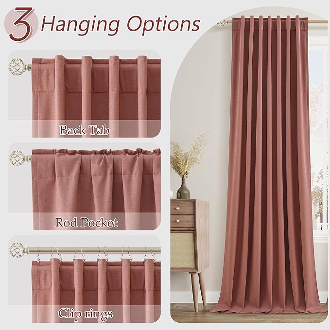 100% Blackout Curtains 96 Inch Length 2 Panels Set - Image 6