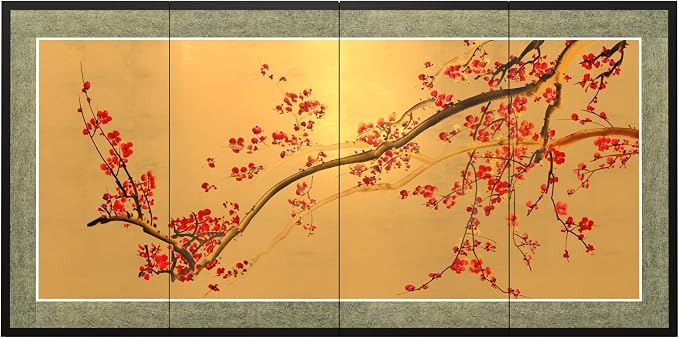 Oriental Furniture Plum Tree on Gold Leaf by RedLantern