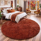 Amdrebio Terracotta Rust Round Area Rug 4Ft by Amdrebio