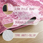Entryway Rug 3x5 Pink Bedroom Area Rug Washable Non Slip Abstract Boho Rugs - Image 6