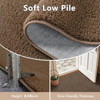 2x3 Beige Brown Solid Area Rug Washable Non-Slip - Image 5