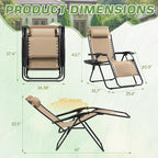 Devoko Set of 2 Zero Gravity Lounge Chairs, Outdoor Folding Adjustable Steel - Image 3