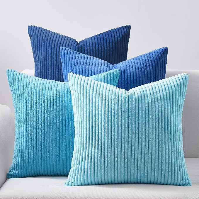 Topfinel Blue Decorative Throw Pillow Covers 16x16 Inch Set of 4, Soft Accent by Topfinel