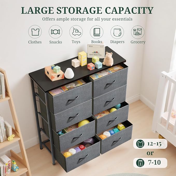8-Drawer Dresser for Bedroom, Anti-Tip Tall Storage Organizer Chest of Drawers - Image 5
