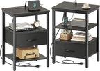 SUPERJARE Nightstand Set of 2, Bed Side Tables by SUPERJARE