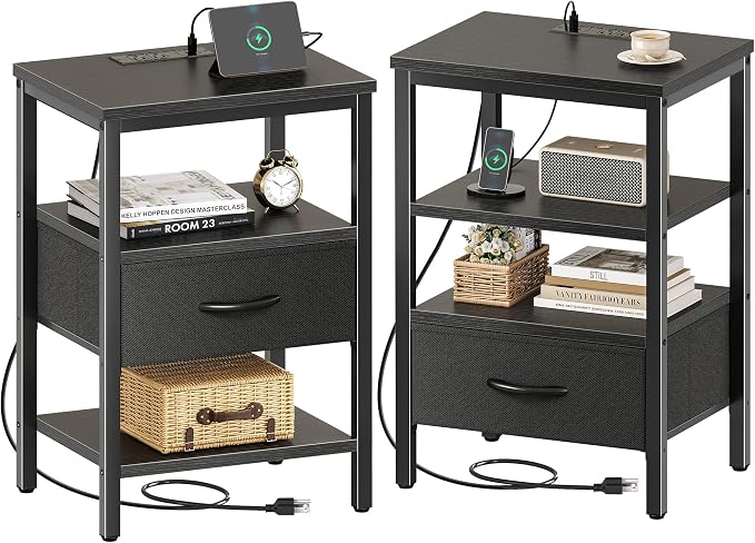 SUPERJARE Nightstand Set of 2, Bed Side Tables by SUPERJARE