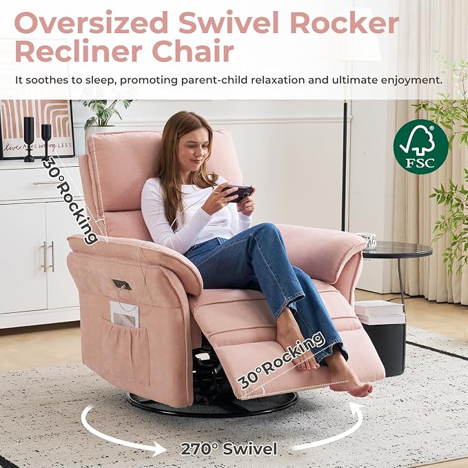 Oversized Power Recliner Chair Swivel Glider - Image 4