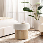 LuxenHome Storage Ottoman, 15.5"W x 15.5"H Modern Upholstered Padded Ivory - Image 4