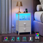 Furologee LED Night Stand with Charging Station, Bedside Table with Storage - Image 4