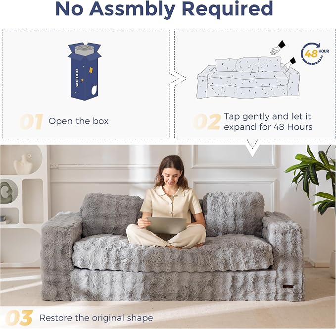 MAXYOYO 3 Seater Sofa for Living Room, Tufted Boneless Couch Bubbled Sofa Couch - Image 7