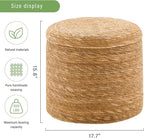 Wimarsbon Round Pouf Ottomans, Handwoven Natural Water Hyacinth Seagrass Pouffe - Image 3