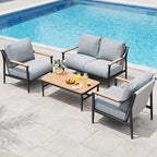 Jocoevol 4 Pieces Outdoor Sofa Conversation Set, 4 Seats Couch Set by JOCOEVOL
