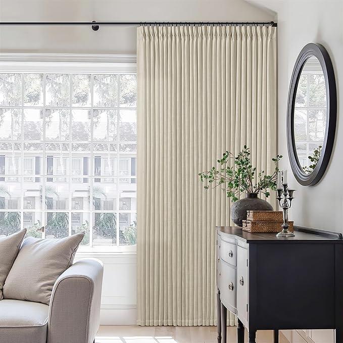 92 Inch Beige Flax Linen Curtains Pinch Pleated 2 Panels Set | Memory Training - Image 7