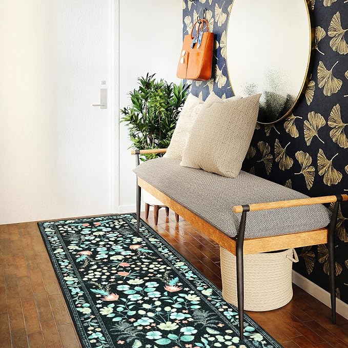 Washable Runner Rug, 2x6Ft Floral Rug Runners - Image 4