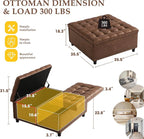 36" Large Square Ottoman with Storage, Tufted Upholstered Storage Ottoman with - Image 2