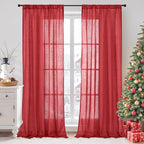 BGment Long Linen Semi Sheer Curtains 102 Inch Length by BGment