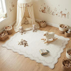 GarveeHome 4x6 Scalloped Washable Area Rug Beige Nursery Kids Bedroom Rug | - Image 2