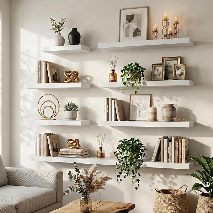 FLYJOE Floating Shelves for Wall, 48 Inch Floating Shelves Set of 2, Kitchen - Image 3