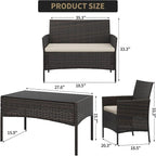 4-Piece Patio Furniture Set, Outdoor Wicker Conversation Set - Image 2