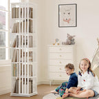 YOWOS Rotating Bookshelf Tower, 360° Display Spinning Bookcase, Bamboo - Image 7